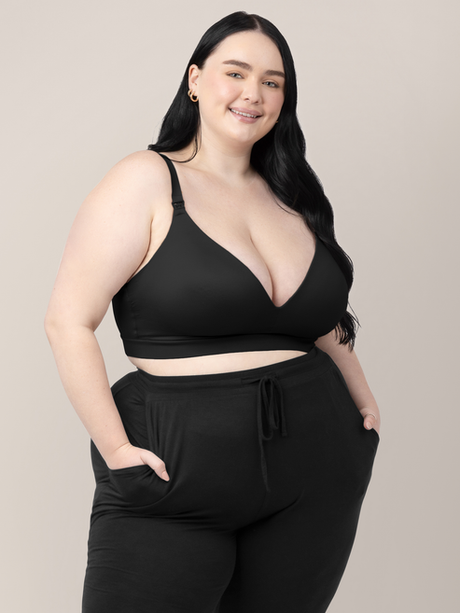 Minimalist Hands-Free Pumping & Nursing Plunge Bra | Black - HoneyBug 