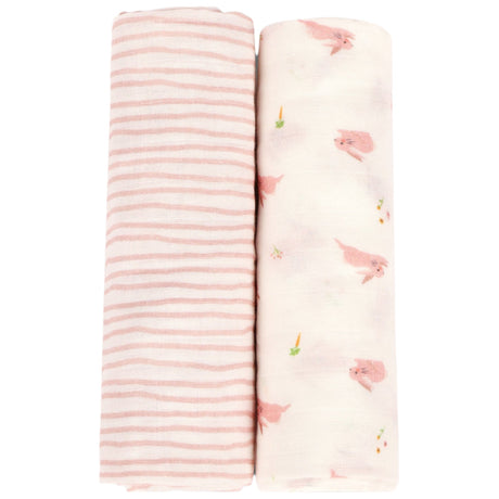 Bunny & Pink Wave Swaddle Set - HoneyBug 