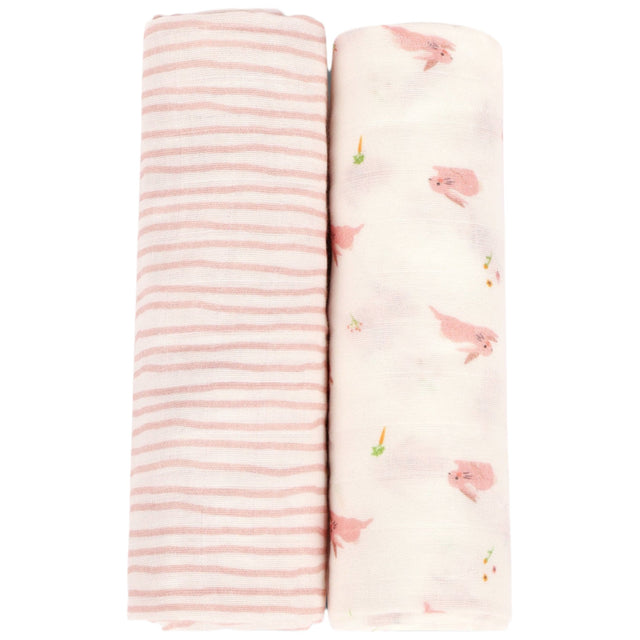 Bunny & Pink Wave Swaddle Set - HoneyBug 