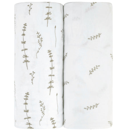 Bassinet Sheet Set - Forest Grey Leaf - HoneyBug 