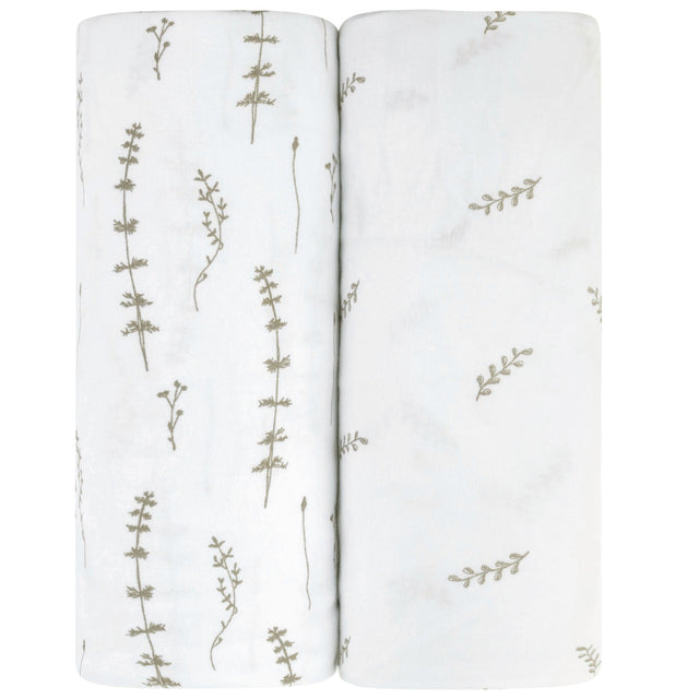 Bassinet Sheet Set - Forest Grey Leaf - HoneyBug 