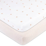 Pack N Play I Portable Crib Sheet Set - Mauve Tulip & Stripes - HoneyBug 