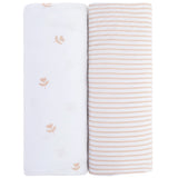 Pack N Play I Portable Crib Sheet Set - Mauve Tulip & Stripes - HoneyBug 