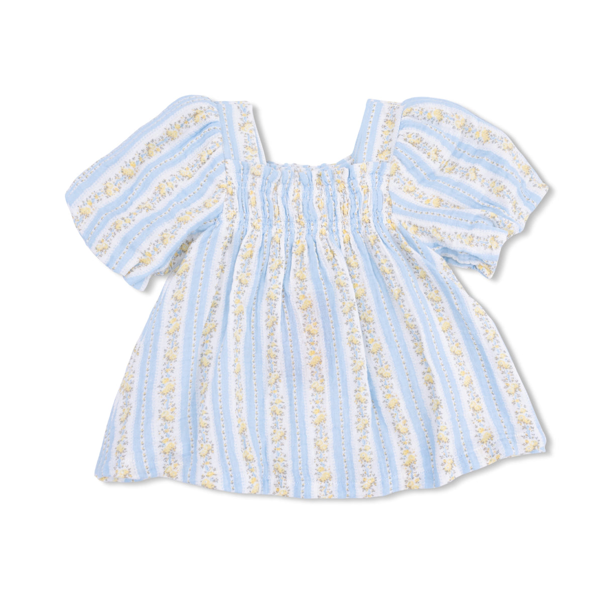 Odalys Floral Stripe - Puff Sleeve Dress with Bloomer