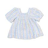Odalys Floral Stripe - Puff Sleeve Dress with Bloomer