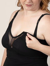 Aurora Mesh Nursing Nightgown | Black - HoneyBug 