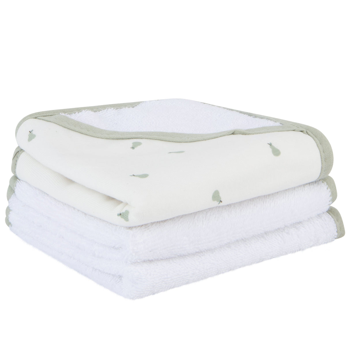 3 Pack Washcloth Set - Sage Pear - HoneyBug 