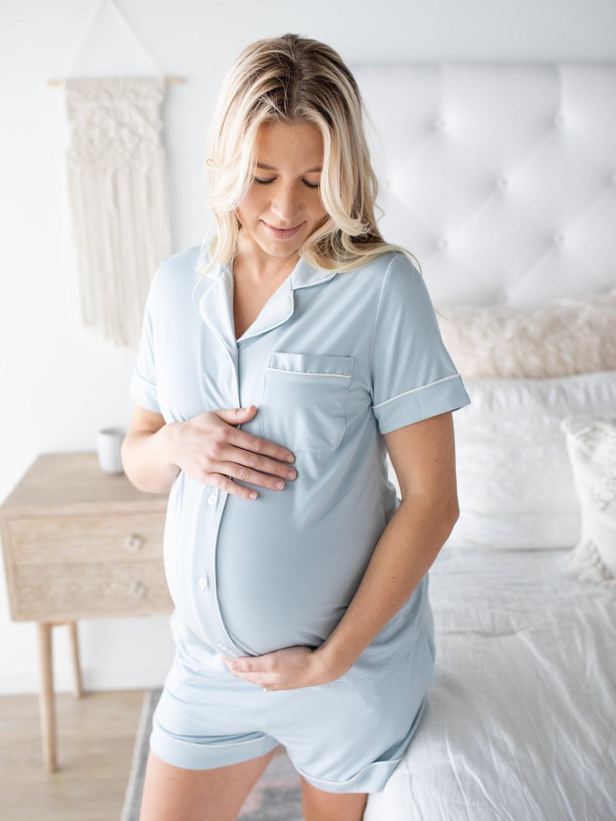 Clea Bamboo Classic Short Sleeve Pajama Set | Mist - HoneyBug 