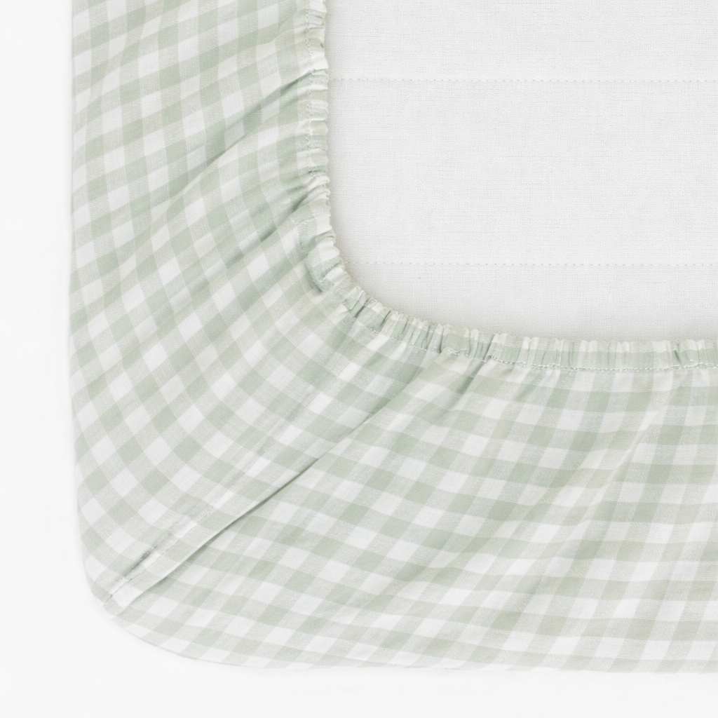 Meadow Green Gingham Crib Sheet