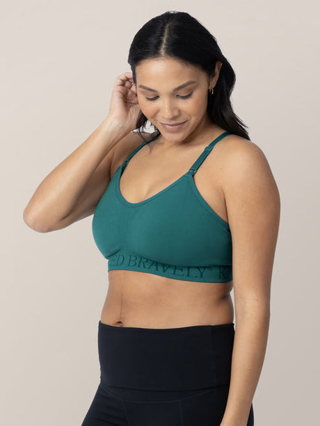 Sublime® Hands-Free Pumping & Nursing Sports Bra | Teal - HoneyBug 