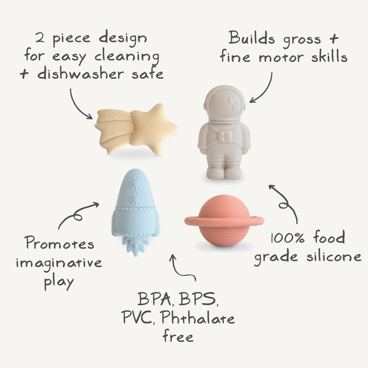 Space Mold Free Bath Play Set - 4 Pack - HoneyBug 