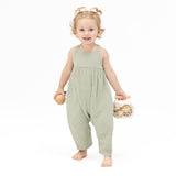 Solid Muslin Desert Green - Tie Back Romper