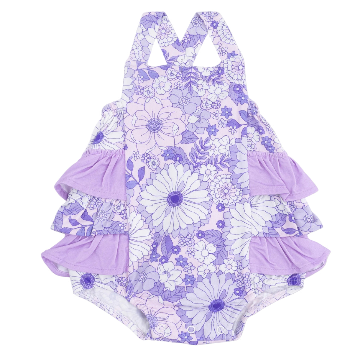 Lacy Lavender Floral - Ruffle Sunsuit