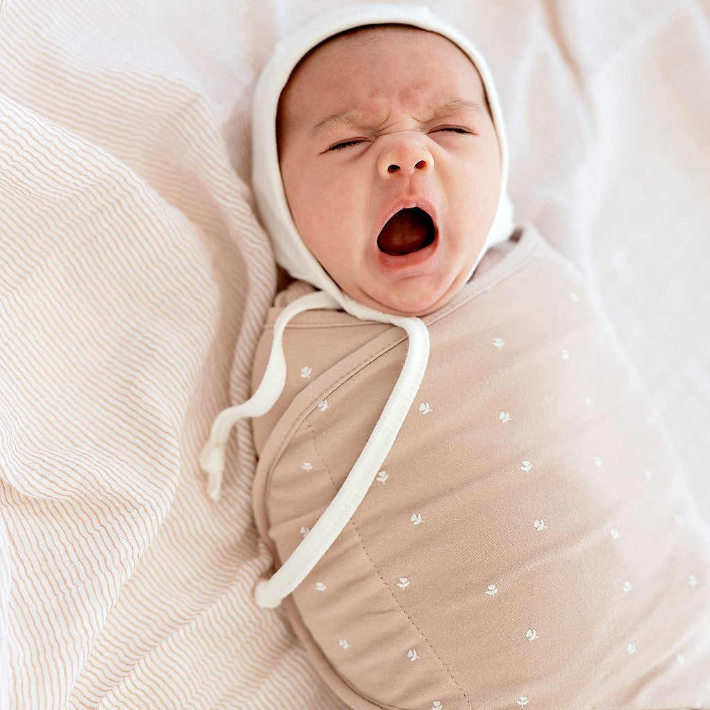 Adjustable Swaddle Blanket - Mauve Tulips & Stripes - HoneyBug 