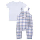 Western Boot Plaid - Crew Neck Tee with Overalls