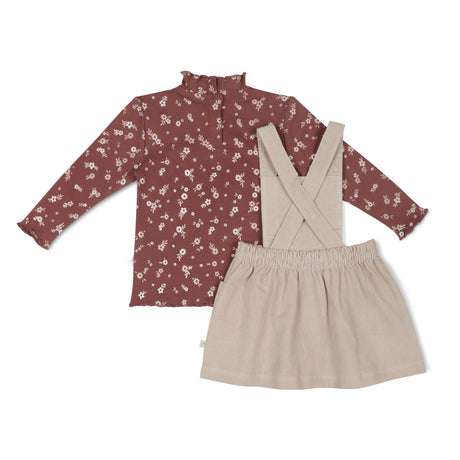 Organic Corduroy Pinafore Dress - Oat - HoneyBug 