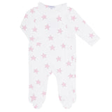 Pink Stars Print Crossover Footie
