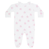 Pink Stars Print Crossover Footie
