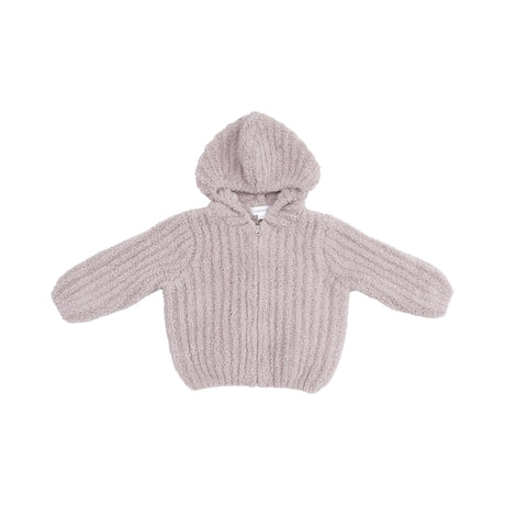 Chenille - Stone Hooded Jacket with Striped Texture