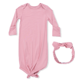 Solid Rose Elegance - Knotted Gown and Headband