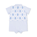 Blue Argyle - Short Playsuit