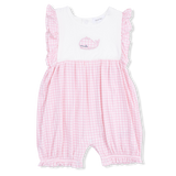 Bubbly Whale with Bow  Pink - Ruffle Playsuit