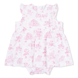 Puppy Toile Pink - Ruffle Bodysuit Dress