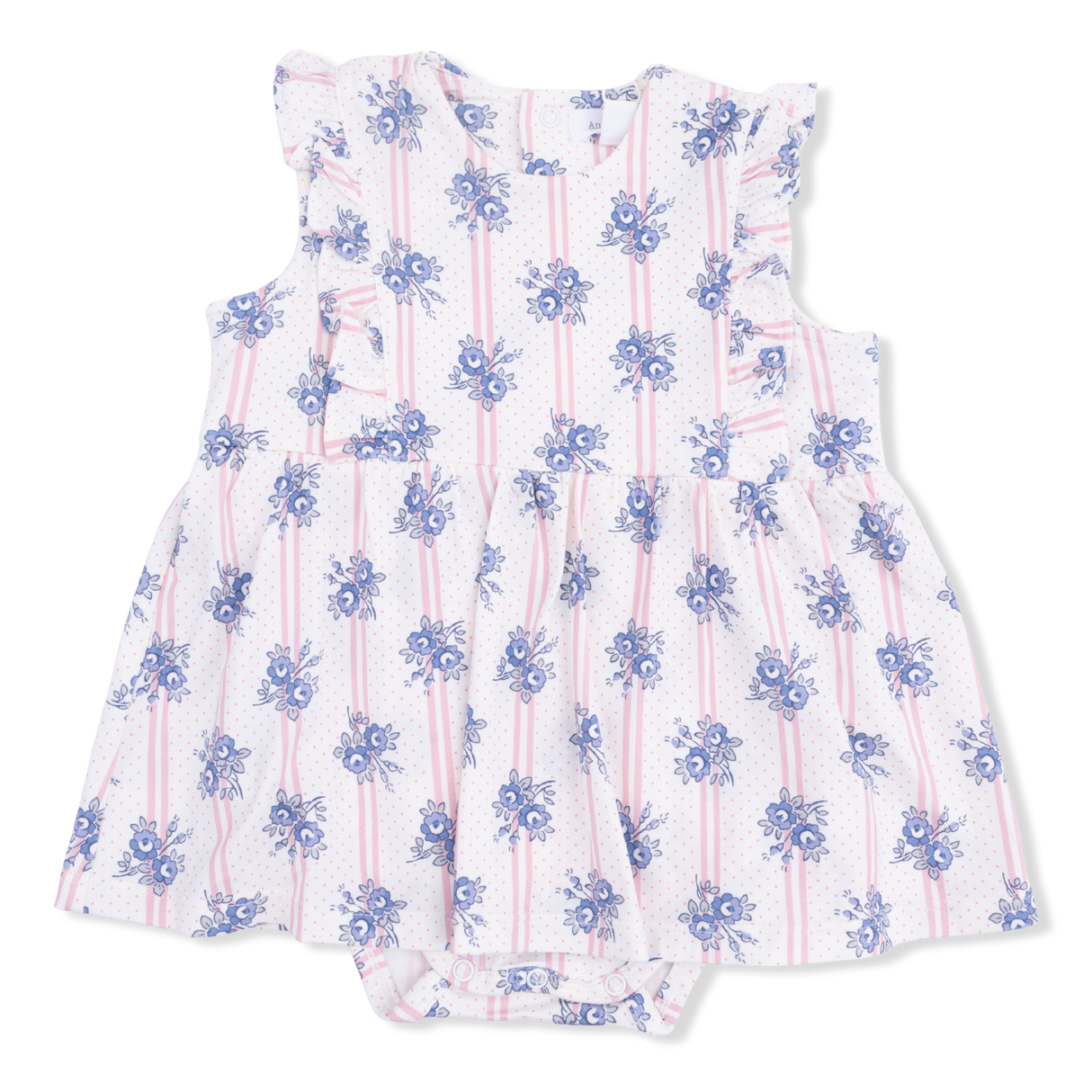 Stripe Dot Roses - Ruffle Bodysuit Dress