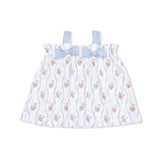 Heirloom Rose Stripe - Top with Bows and Ruffle Leg Bloomer