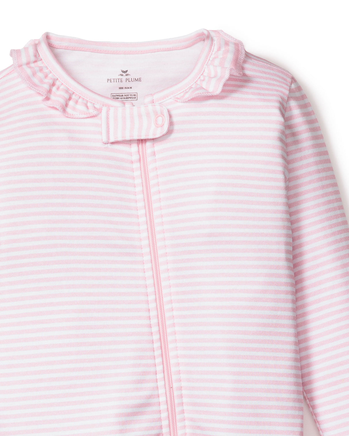 Baby's Pima Ruffle Collar Romper in Pink Stripes
