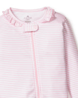 Baby's Pima Ruffle Collar Romper in Pink Stripes