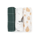 Cotton Muslin Swaddle Blanket 3 Pack - Snow Day - HoneyBug 