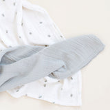 2 Pack Cotton Muslin Swaddle Blanket - Sage Pear & Solid Sage - HoneyBug 