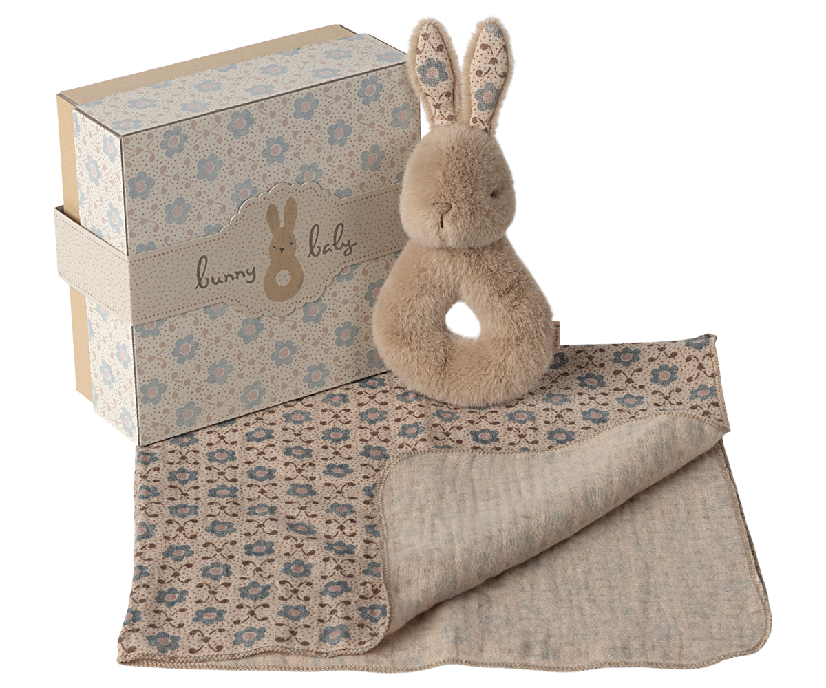 Rabbit Rattle Set - Cream Peach - HoneyBug 