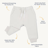 Organic Fleece Jogger Pants - Natural - HoneyBug 