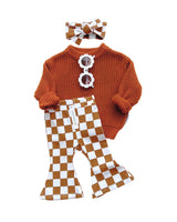 Checkered Flare Pants | Copper - HoneyBug 