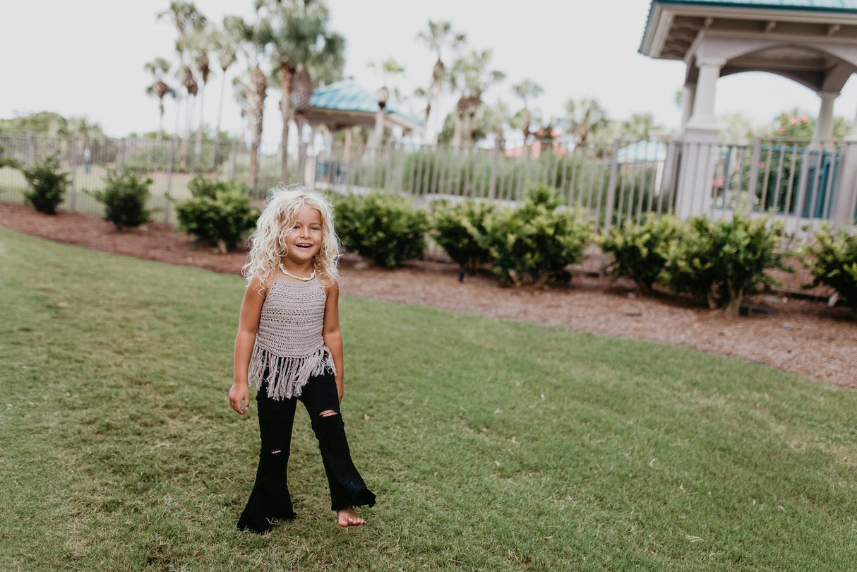 Black Denim Flare Pant - HoneyBug 
