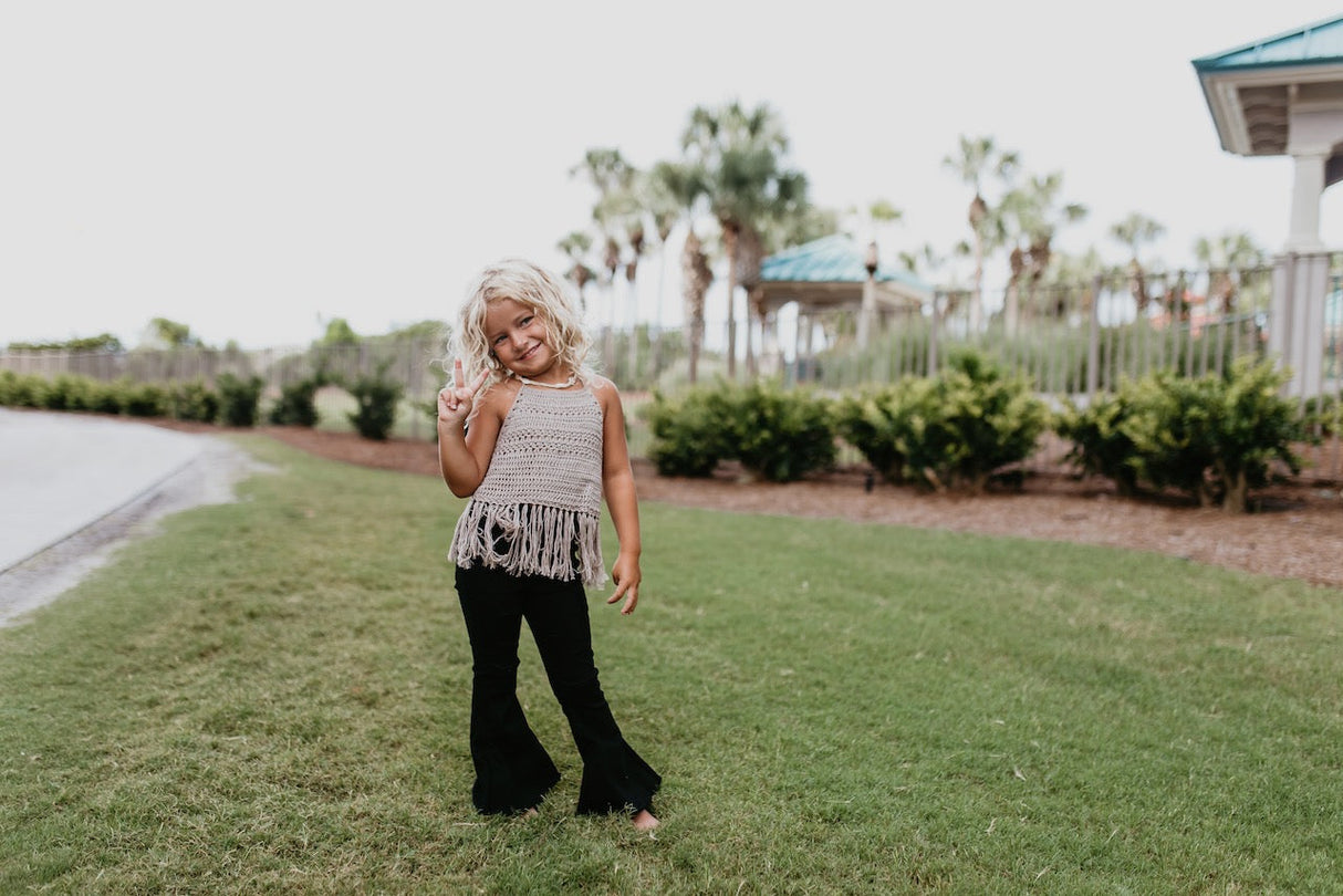Black Denim Flare Pant - HoneyBug 
