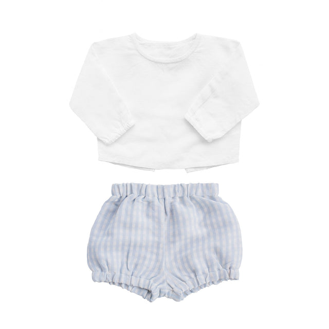 Easter monogram gift set | boys white shirt and pale blue gingham short - HoneyBug 