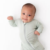 Sage Zippered Footie - HoneyBug 