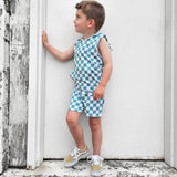BAMBOO JOGGER SHORTS- Sage Check - HoneyBug 
