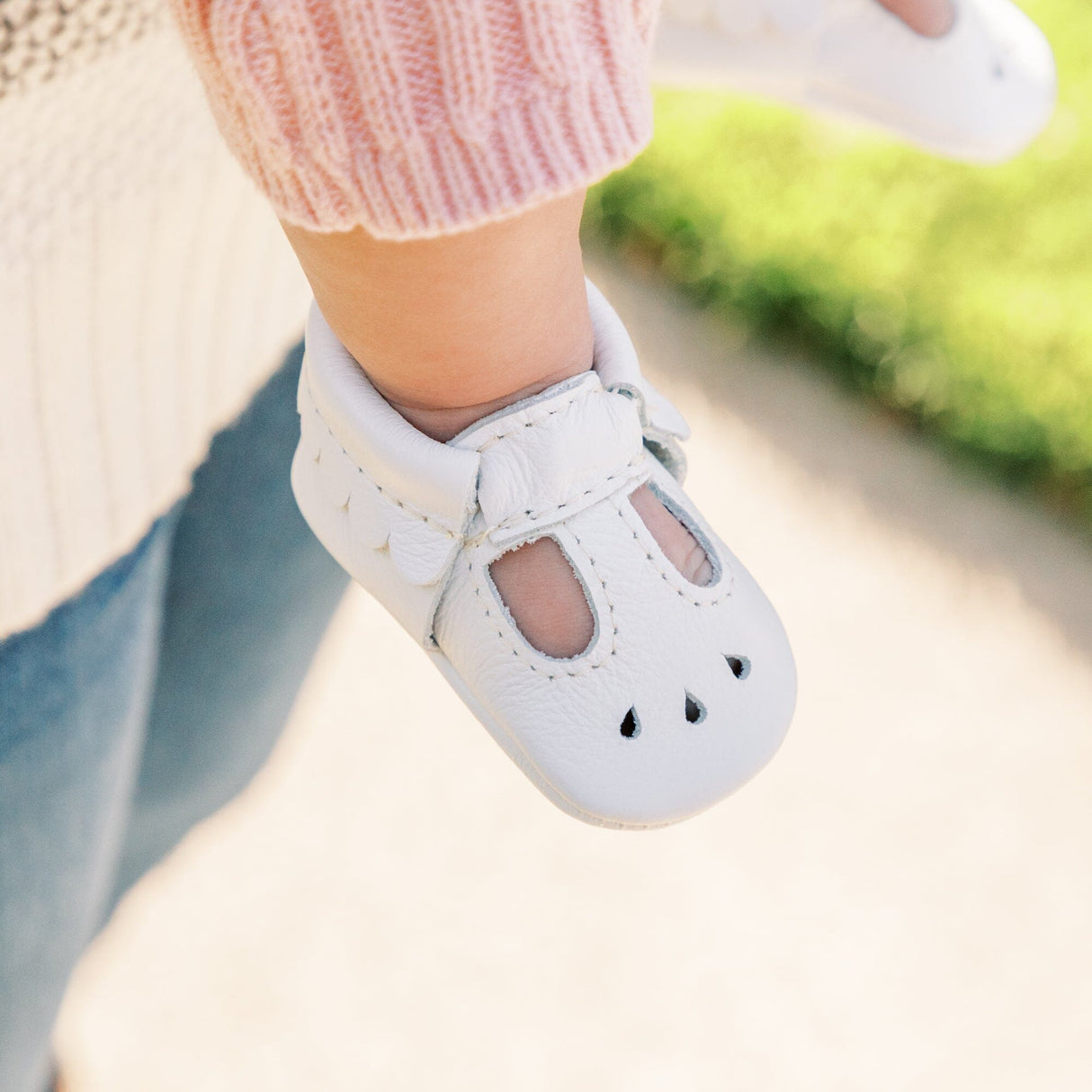 Newborn Bright White Mary Jane Baby Shoe - HoneyBug 