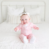 Pink Gingham Zip Footie - HoneyBug 