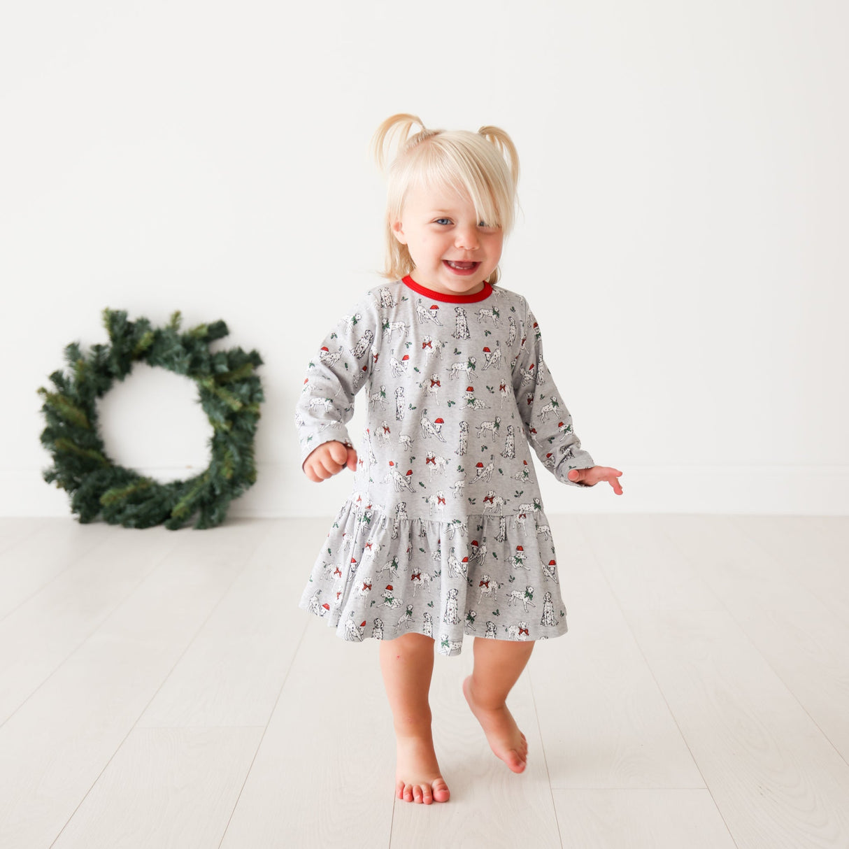 Holiday Dalmatian Swing Dress - HoneyBug 