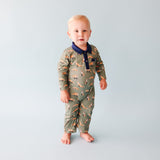 Green Fox Collared Romper - HoneyBug 