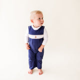 Navy Fox Smocked Romper - HoneyBug 