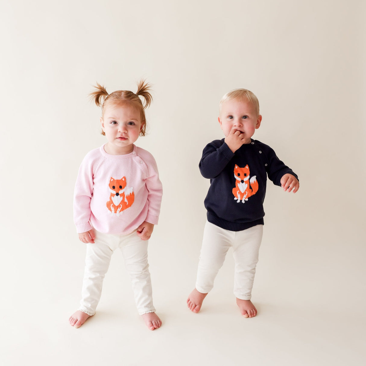 Pink Fox Intarsia Knit Sweater - HoneyBug 