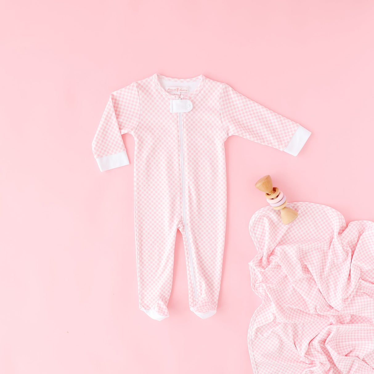 Pink Gingham Blanket - HoneyBug 