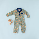 Green Fox Collared Romper - HoneyBug 