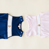 Pink Fox Smocked Romper - HoneyBug 